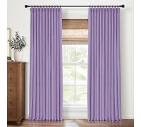 CAPALOCA Pinch Pleated Blackout Curtains 90 Inch Long, Linen Blend, 100% Blackout Drapes with 20 Hooks, Ideal for Bedroom and Living Room, 40" W x 90" L (Pack of 2), Lavender Purple
