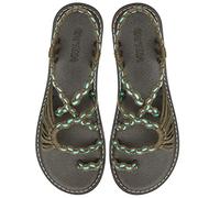 Capana Rope Sandals for Women,Handwoven Women's Sandals, Boho Sandals, Walking Sandals, Beach Sandals for Women, Straw Sandals, Strappy Sandals, Water Sandals for Women, Turquoise Gray Wavy, 6 UK