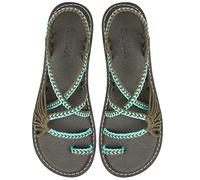Capana Rope Sandals for Women,Handwoven Women's Sandals, Boho Sandals, Walking Sandals, Beach Sandals for Women, Straw Sandals, Strappy Sandals, Water Sandals for Women, Turquoise Gray, 4 UK