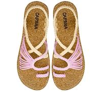 Capana Rope Sandals for Women,Handwoven Women's Sandals, Boho Sandals, Walking Sandals, Beach Sandals for Women, Straw Sandals, Strappy Sandals, Water Sandals for Women, Candy Cream, 6 UK