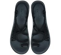 Capana Women's Classic Black 5 UK Flat Sandals, Ankle-Strap, Boho, Waterproof, Adjustable, Closed Toe, Comfortable, Casual, Handmade Rope Sandals for Women