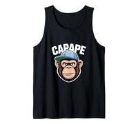 Capape Chimpanzee Face with Blue Baseball Cap Ape Tank Top