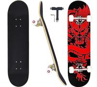 CAPARK Skateboards for Beginners Adults Youths Teens Kids Girls Boys 31 Inch Pro Complete Skate Boards 7 Layer Canadian Maple Double Kick Concave Longboards (Dragon)