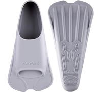 CAPAS Swim Training Fins Comfortable Silicone Swimming Floating Flippers with Mesh Bag for Kids Adult Men Women Short Blade Build Leg Strength (Grey, XXXS (Kids UK Size 12-13.5))