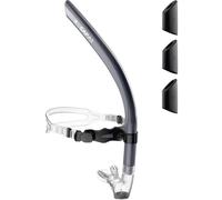 CAPAS Training Swim Snorkel for Lap Swimming, Ultimate Fit Center-Mount Swimmers Snorkel with Liquid Silicone Mouthpiece Adjustable Strap Swivel Headband, Designed for Adult Men Women (Navy Black)