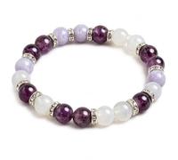 capasin Purple and White Stone Style Bracelet for Women Stretch Beaded Bracelet Five Elements Inspired Mindful Jewelry Gift