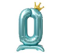 CAPASTEC Balloons Blue Balloon Standing Number Balloon 0 Birthday Decoration Foil Helium for Birthday Party Anniversary Party
