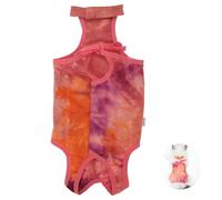 CAPASTEC Cat Healing Suit for Sterilisation Belly Damage Female Neck Hanging Tie-Dye Cat Bodysuit for After Surgery Cat Clothing Anti-Licking Orange Red Small