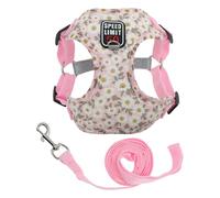 CAPASTEC Puppy Dog Harness and Lead Set with Reflective Stripes, Adjustable Harness for Walks, Harness for Small and Medium Dogs, Cats, M, Pink