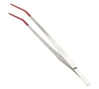 CAPASTEC Reptile Feeding Tongs, Stainless Steel Lizard Feeding Tongs, Aquarium Curved Feeding Tweezers for Reptiles with Rubber Tip, Terrarium Feeding Tong, 14.96" Length, Red, Silver Tone
