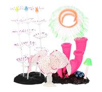 CAPASTEC Silicone Glowing Aquarium Decorations, Fluorescence Coral, Glowing Sea Anemone Decor, Glowing Sucker Coral for Aquarium Decor Purple Pink Green 1 Set