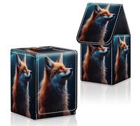 CAPAUNVDA Card Deck Box for MTG Commander Trading Cards with Magnetic Closure,Premium Card Storage Box Case Cover for MTG TCG CCG Magic Cards,Galaxy Fox