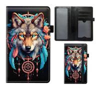 CAPAUNVDA Checkbooks Cover for Men and Women,Leather Wallet Checkbook Case with Pen Holder RFID Blocking for Personal Checkbook Duplicate Checks, Dreamcatcher Wolf, Casual