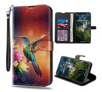 CAPAUNVDA for iPhone 15 Pro 6.1 inch Wallet Case with Credit Card Slots Holder, PU Leather Shockproof RFID Blocking Cover for iPhone 15 Pro 6.1 inch,Fly Hummingbird