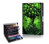 CAPAUNVDA Metal Wallet,Credit Card Holder for Women,Aluminum Wallet,Ridge Wallet for Women,Hard Case Wallet,RFID Blocking Business Metal Credit Card Holder Case,Gift for Girls, Green Skull Tree, Metal