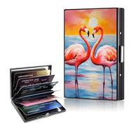 CAPAUNVDA Metal Wallet,Credit Card Holder for Women,Aluminum Wallet,Ridge Wallet for Women,Hard Case Wallet,RFID Blocking Business Metal Credit Card Holder Case,Gift for Girls, Sunset Flamingo, Metal