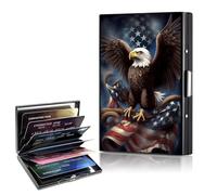 CAPAUNVDA Metal Wallet,Credit Card Holder for Women,Aluminum Wallet,Ridge Wallet for Women,Hard Case Wallet,RFID Blocking Business Metal Credit Card Holder Case,Gift for Girls, America Flag Eagle