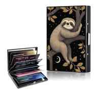 CAPAUNVDA Metal Wallet,Credit Card Holder for Women,Aluminum Wallet,Ridge Wallet for Women,Hard Case Wallet,RFID Blocking Business Metal Credit Card Holder Case,Gift for Girls, Cute Sloth Tree, 2.56 x