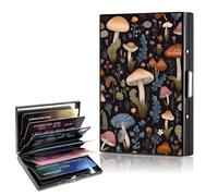 CAPAUNVDA Metal Wallet,Credit Card Holder for Women,Aluminum Wallet,Ridge Wallet for Women,Hard Case Wallet,RFID Blocking Business Metal Credit Card Holder Case,Gift for Girls, Wild Weed Mushroom