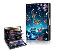 CAPAUNVDA Metal Wallet,Credit Card Holder for Women,Aluminum Wallet,Ridge Wallet for Women,Hard Case Wallet,RFID Blocking Business Metal Credit Card Holder Case,Gift for Girls, Cherry Blossom