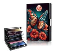 CAPAUNVDA Metal Wallet,Credit Card Holder for Women,Aluminum Wallet,Ridge Wallet for Women,Hard Case Wallet,RFID Blocking Business Metal Credit Card Holder Case,Gift for Girls, America Flag Butterfly