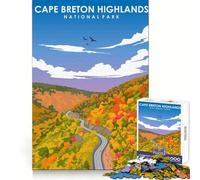 Cape Breton Highlands Art Jigsaw Puzzles 1000 Piece for Adults Thought Training Peaceful Escape Uniform Cut (38x52cm)