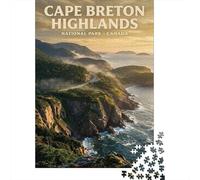 Cape Breton Highlands National Park Poster Jigsaw Puzzle 1000 Pieces, Lakeside Architecture Scene, Interlocking Paper Pieces, Weekend Hobby for Adults, Family Night Game, 52x38cm/1000pcs