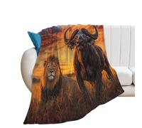 Cape Buffalo And Lion Sunset Flannel Blanket Throw 250g Lightweight Carpet Large Bed Blankets for Sofa Couch Bed 30"*40"（76 * 100cm）