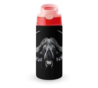 Cape Buffalo Cute Water Bottle with Straw Lid Stainless Steel Drink Tumbler Insulated Flip Top Cups 350ml
