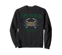 Cape Charles Virginia Blue Crab Since 1607 Green Letters Sweatshirt