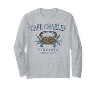 Cape Charles Virginia Blue Crab Since 1607 Navy Blue Letters Long Sleeve T-Shirt