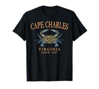 Cape Charles Virginia Blue Crab Since 1607 Orange Letters T-Shirt