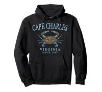 Cape Charles Virginia Blue Crab Since 1607 Pale Blue Letters Pullover Hoodie