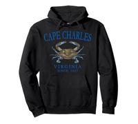 Cape Charles Virginia Crab Since 1607 Arched Blue Letters Pullover Hoodie