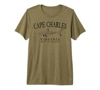 Cape Charles Virginia Shark Black Outline Fishing Premium T-Shirt