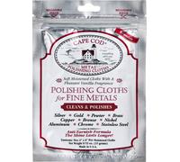 Cape Cod 8821 Metal Polishing Cloths, 2Pc 4 In X 6 In Anti Tarnish Cloths For Silver, Gold, Brass, Copper, Chrome, Stainless Steel