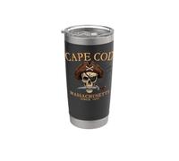 Cape Cod Massachusetts Pirate Skull Since 1691 Orange Stainless Steel Insulated Tumbler