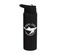 Cape Cod Massachusetts Souvenir Whale Ocean Nautical Stainless Steel Insulated Water Bottle