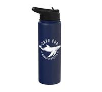 Cape Cod Massachusetts Souvenir Whale Ocean Nautical Stainless Steel Insulated Water Bottle