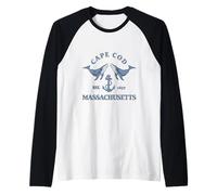 Cape Cod Massachusetts Vintage Whales Anchor Nautical Raglan Baseball Tee