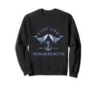 Cape Cod Massachusetts Vintage Whales Anchor Nautical Sweatshirt