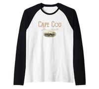 Cape Cod Massachusetts Vintage Whaling Design Raglan Baseball Tee