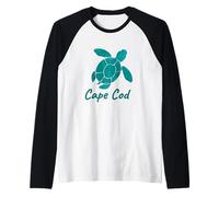 Cape Cod Nautical Coastal Beach Batik Loggerhead Turtle Raglan Baseball Tee