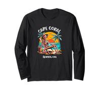 Cape Coral Florida Funny Skeleton in The Hot Sun Design Long Sleeve T-Shirt