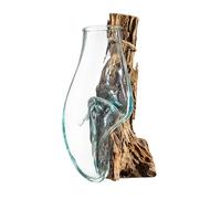 Cape Craftsmen Wall Mounted Molten Glass Hanging Terrarium on Driftwood, Indoor Wall Planter Vase on Wood, Propagation Station for Hydroponics Plants, Succulent Pot