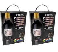 Cape Creek - Red Wine from South Africa - Pinotage Bag in Box BIB (1 x 3 L) (Pack of 2)