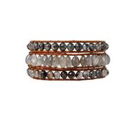 Cape Diablo Artisan Wrap Bracelet - Handmade one of a kind jewelry, Around 49cm + 3 closures for adjustment, Stone, agate, crystal, white jade, amethyst, labradorite