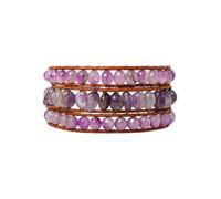 Cape Diablo Artisan Wrap Bracelet - Handmade one of a kind jewelry, Around 49cm + 3 closures for adjustment, Stone, agate, crystal, white jade, amethyst, labradorite