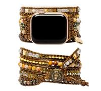 Cape Diablo Handmade Boho Watch Band Compatible with Apple Watch 49MM 45MM 44MM 42MM 41MM 40MM 38MM Beaded Wrap Bracelet for iWatch SE/9/8/7/6/5/4/3/2/1, Fancy Strap for Women Moonlight Goddess
