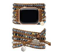 Cape Diablo Onyx Moonlight Smart Watch Strap - Genuine Energy Crystal Band - Boho, Black & Gold Beaded, Adjustable, Healing Chakra Stone Watch Bracelet - Apple Models 4, 5, 6, 7, 8, 9, SE - 38-45mm